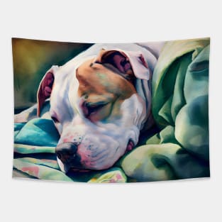 A Sleeping Pit Bull Terrier Tapestry