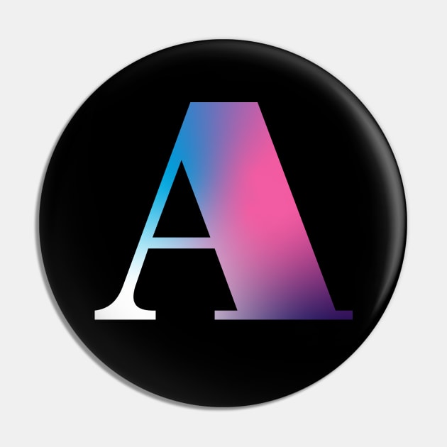 Capital Letter A Monogram Gradient Pink Blue White Pin by Terriology