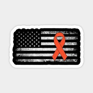 Kidney Cancer Awarenes Ribbon Classic American Flags Magnet