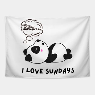 Sleeping panda I love Sundays Tapestry