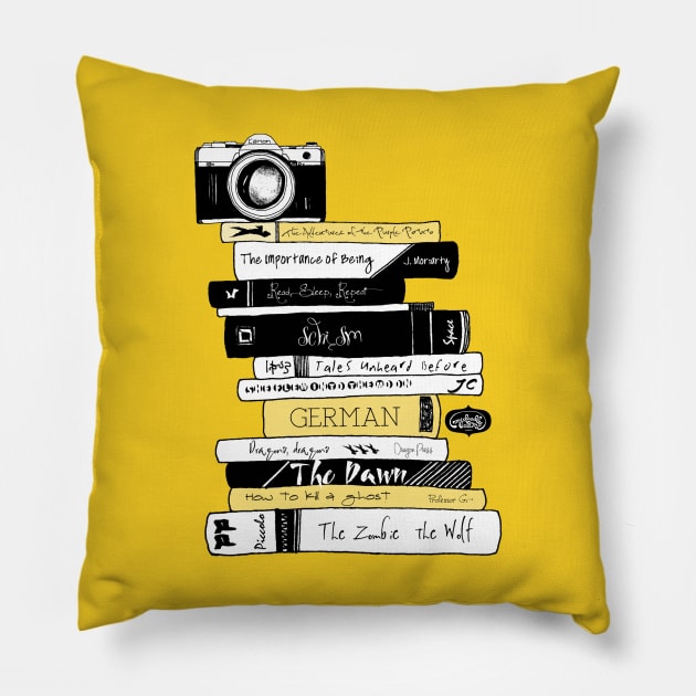 Book Photography - Stack of Books - Bookstagram (Sunny Yellow) Pillow by applebubble