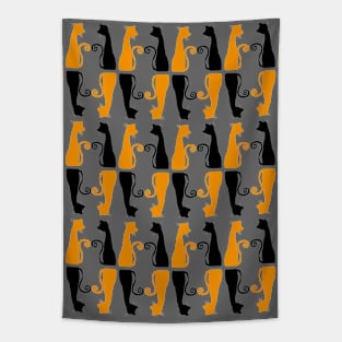 Halloween Black and Orange Cat Tapestry