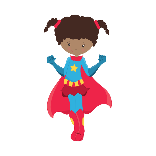 African American Girl, Superhero Girl, Red Cape by Jelena Dunčević