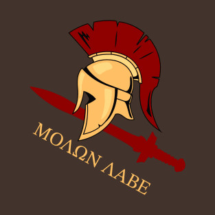 Spartan Helmet and Sword Molon Labe T-Shirt