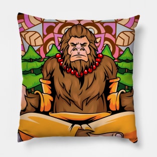 Funny Bigfoot In Yoga Pose Pillow