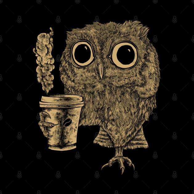 Owl Coffee Sleepy Funny Espresso Cute by Kibo2020