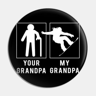 Get Slope-Ready with 'Snowboarding Your Grandpa, My Grandpa' Tee - Perfect for Grandsons & Granddaughters! Pin