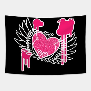 Winged Heart (Pink and White Version) Tapestry