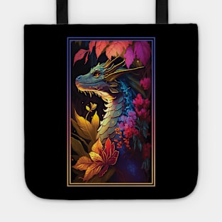 Dragon Vibrant Tropical Flower Tall Digital Oil Painting Portrait 3 Tote