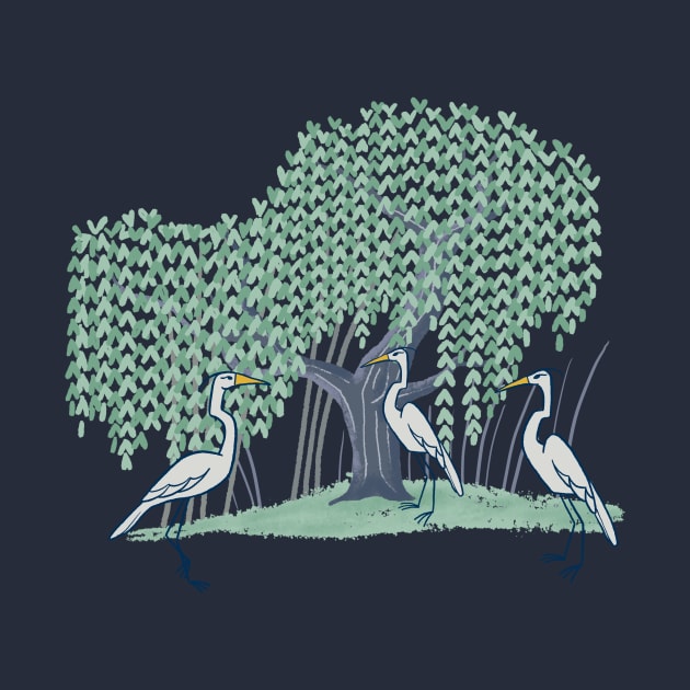 Herons and Weeping Willow by Carabara Designs