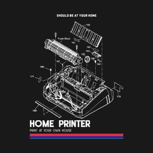 Home Printer Blueprint and Diagram - Cool Tech T-Shirt