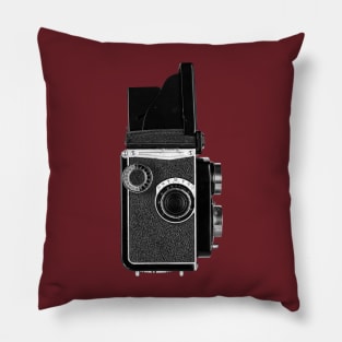 Vintage 1960s Twin Lens Camera Side View - Open Hood Pillow