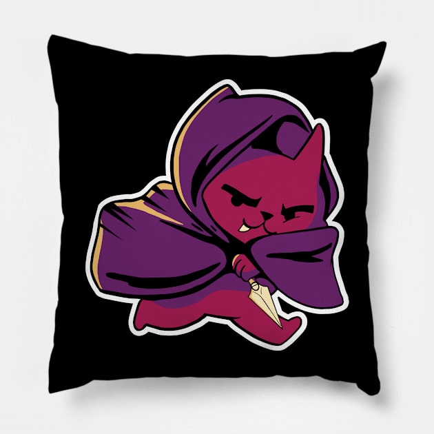 D&D Rogue Class Kawaii Cat Pillow by Sunburst