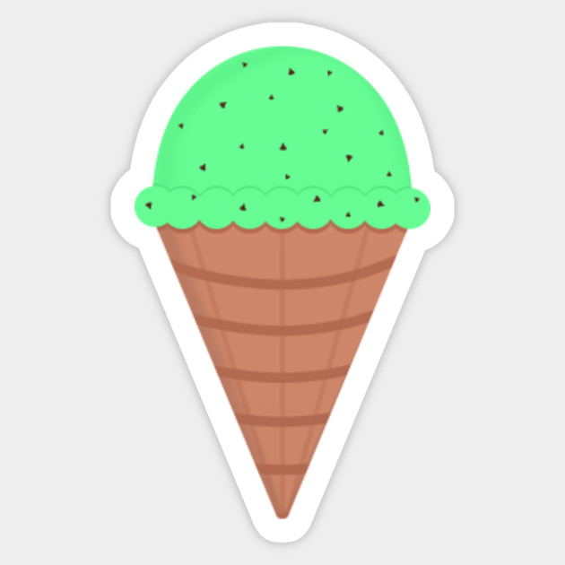 Mint Chocolate Chip Ice Cream Cartoon Ice Cream Cone Sticker Teepublic