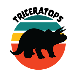 Kids Dinosaur Triceratops Retro Sunset T-Shirt