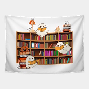 Ghost Library, Teacher Halloween Shirt, Halloween Shirt, Ghost Reading Shirt, Gift for Halloween, Spooky Season, Funny Halloween Shirt Tapestry