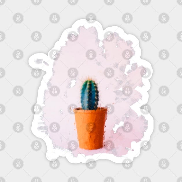 Cacti in orange pot oil painting Magnet by DigitPaint