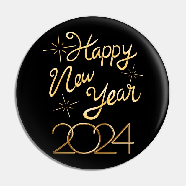 Happy New Year 2024 Celebration Design Pin by BirdsnStuff