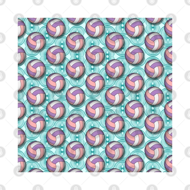 Volleyball Pattern On Geometric Background by Designoholic