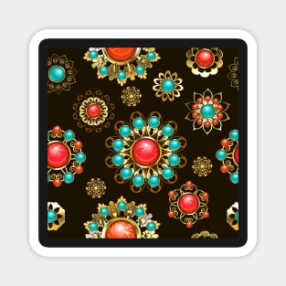 Ethnic Brooches Seamless Pattern Magnet