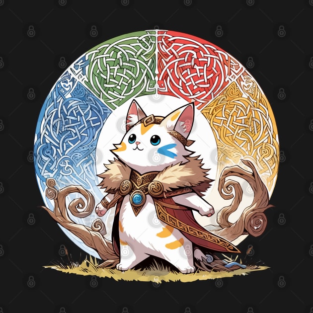 Kawaii Viking Warrior Cat Norse Mythology Anime Portrait by TomFrontierArt