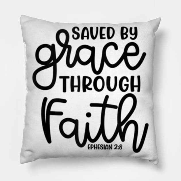 Saved By Grace Through Faith Christian Cute Pillow by StuSpenceart