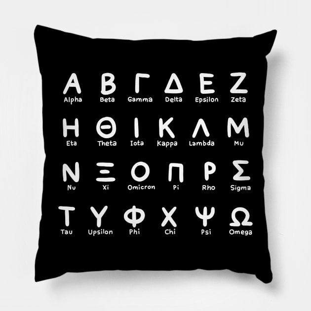 Greek Alphabet Pillow by Hidden Verb