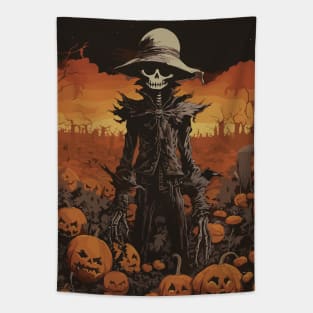 Halloween Skeleton Scarecrow Tapestry