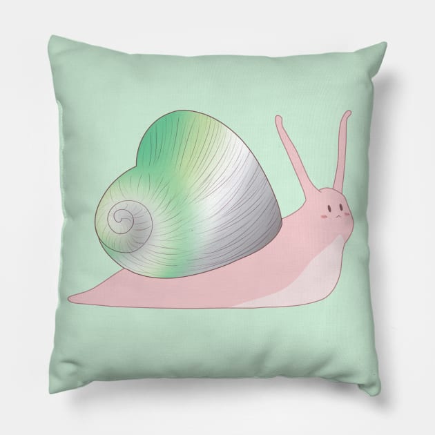 Aro Pride Love Heart Snail Pillow by celestialuka