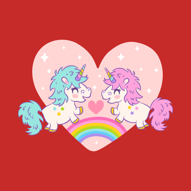 Cute unicorns with rainbow for Valentine's day by Sir13