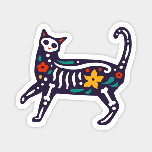 Colorful Day of the Dead Cat | Dia de los Muertos Gato Magnet