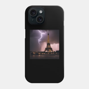 Iconic World Landmarks During A Thinderstorm: Eiffel Tower Paris Phone Case