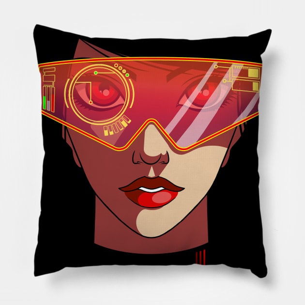 Cyberpunk Beautiful Girl - Cyberpunk gift ideas Pillow by MIRgallery