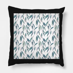 Eucalyptus leaves on white Pillow