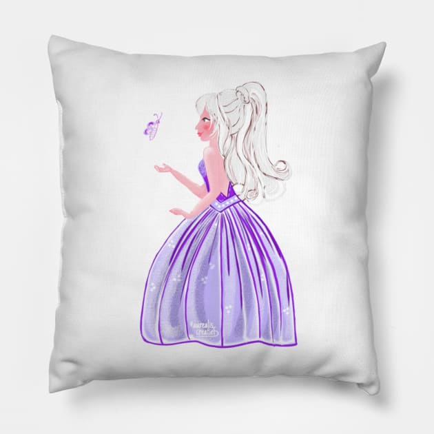 Purple Butterfly girl Pillow by Aurealis