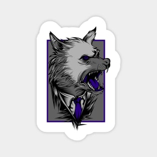 Angry Wolf Dog Grey Purple Magnet