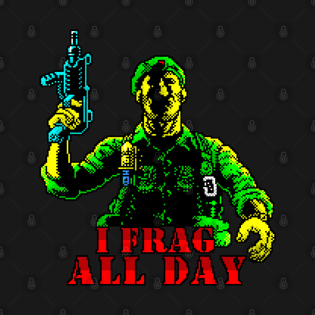 I Frag All Day 8 Bit Operation Wolf Game Art by 8 Fists of Tees