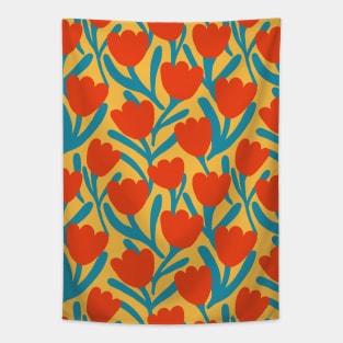 Boho tulips flower pattern in yellow and orange Tapestry