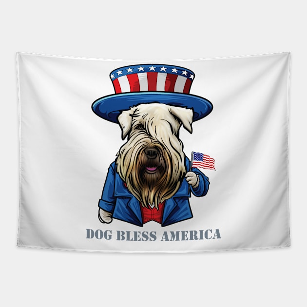 Wheaten Terrier Dog Bless America Tapestry by whyitsme