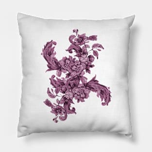 Hand Painted Pink Floral Toile Pillow