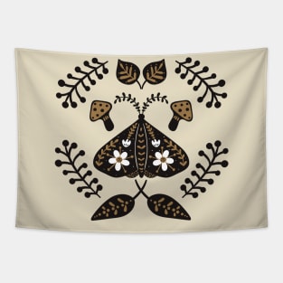 Cottagecore Moth and Mushroom Tapestry