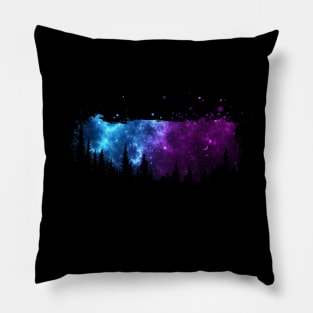 Dark Forest with starry sky Pillow