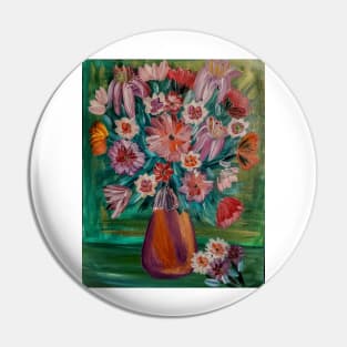 Some abstract mixed flowers in a metallic vase Pin