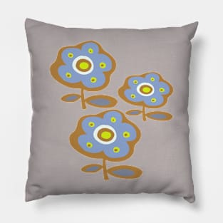 Blue and Mustard Daisy Flower Pillow