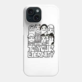 All The Characters In To Your Eternity Or Fumetsu No Anata E Anime Are Drawn With Cool And Cute Black Doodles (Transparent) Phone Case