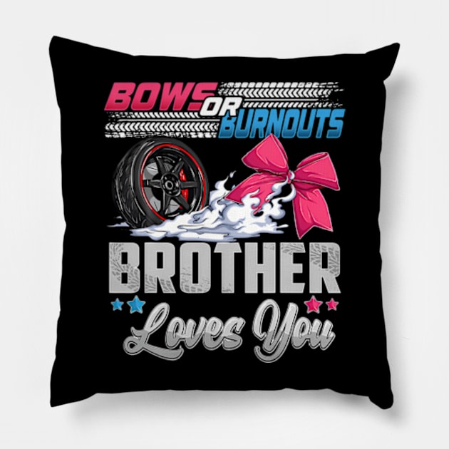 burnouts or bows gender reveal Party Announcement Brother Pillow by Eduardo