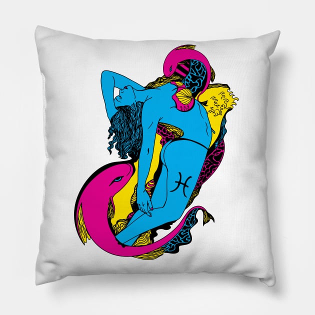 CMYK Pisces Beauty Pillow by kenallouis