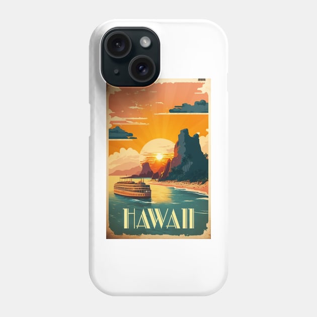 Hawaii Beach Vintage Travel Art Poster Phone Case by OldTravelArt