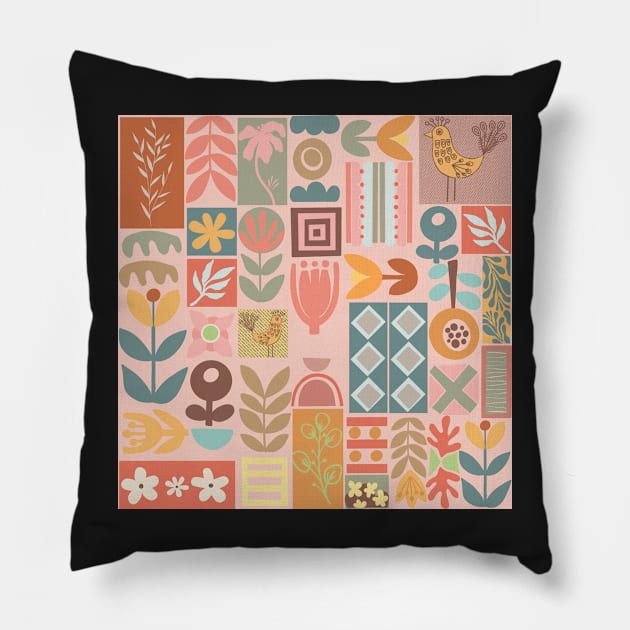 Folk Art seamless pattern Pillow by DiorelleDesigns