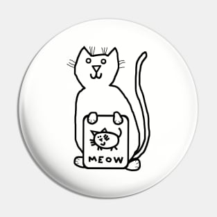 Cute Animals Cat Self Portrait Outline Pin